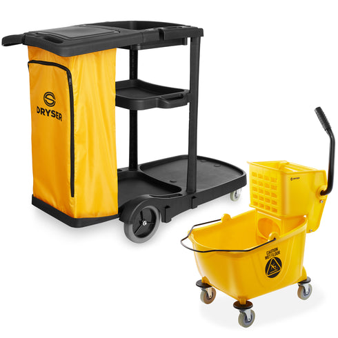 Commercial Housekeeping Caddy and Commercial Mop Bucket - 26 Qt. Yellow